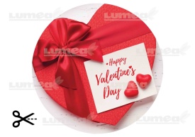 Imagine comestibila tort din Zahar Happy Valentine's Day model cu cadou de Ciocolata - Lumea - Img 3