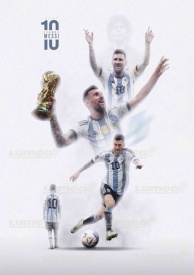 Imagine comestibila tort din Zahar Messi cu Cupa Mondiala - Lumea