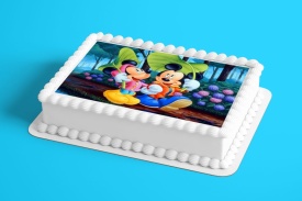 Imagine comestibila tort din Zahar, Mickey si Minnie model 5 - Lumea - Img 2