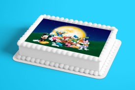 Imagine comestibila tort din Zahar Mickey si Prietenii lui pe camp la seara - Lumea - Img 2