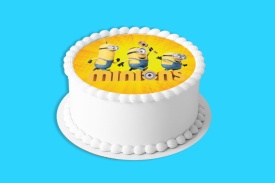 Imagine comestibila tort din Zahar, Minions model 1 - Lumea - Img 4
