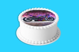 Imagine comestibila tort din Zahar Motocicleta Multicolor - Lumea - Img 4