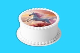 Imagine comestibila tort din Zahar Unicorn intre Flori si Nori - Lumea - Img 4