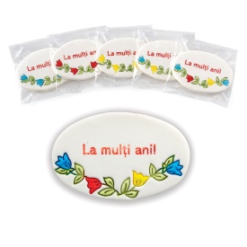 Tablita "La multi ani" cu Lalele din pasta de zahar - Lumea