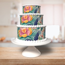 Vafa tort A4 model Floral 3 - Lumea - Img 2