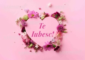 Vafa tort "Te Iubesc" model cu Rama din Flori - Lumea