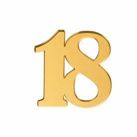 Топер за торта от акрил „18“, дебел модел, златен, 7 см - Lumea