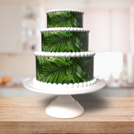 Imagine comestibila tort din Zahar A4 model Frunze Tropicale 1 - Lumea - Img 2