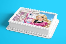Imagine comestibila tort din Zahar, Barbie cu calut - Lumea - Img 2