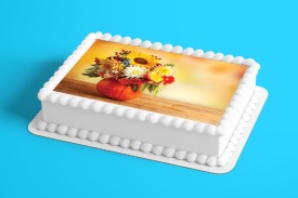 Imagine comestibila tort din Zahar Buchet de Flori model Toamna - Lumea - Img 2