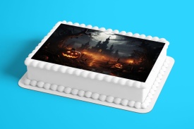 Imagine comestibila tort din Zahar Halloweeen Conac Banuit - Lumea - Img 2