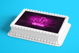 Imagine comestibila tort din Zahar logo "TikTok" - Lumea - Img 2