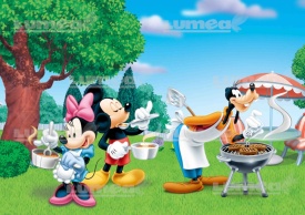 Imagine comestibila tort din Zahar Mickey, Minnie si Goofy la gratar - Lumea