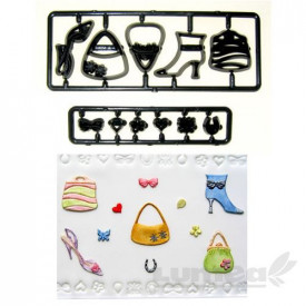 Set decupatoare pantofi, poseta, confetti, 11 bucati - Patchwork