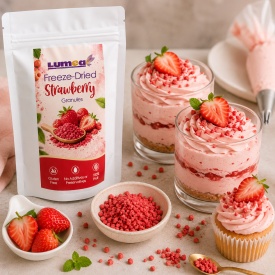 Căpșuni liofilizate granulate Lumea – pentru creme și deserturi