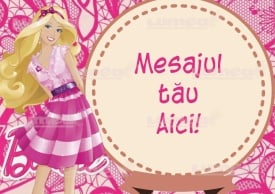 Imagine comestibila tort din Zahar, Barbie cu MESAJ PERSONALIZAT model 4 - Lumea - Img 1
