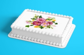 Imagine comestibila tort din Zahar Buchet de Flori diferite - Lumea - Img 2