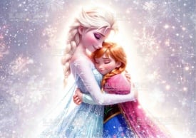 Imagine comestibila tort din Zahar, Frozen imbratisare - Lumea - Img 1
