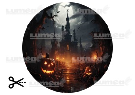 Imagine comestibila tort din Zahar Halloweeen Conac Banuit - Lumea - Img 3