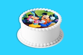 Imagine comestibila tort din Zahar, Mickey si Minnie model 5 - Lumea - Img 4