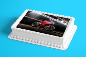 Imagine comestibila tort din Zahar Motocicleta Rosu Corse - Lumea - Img 2