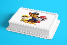 Imagine comestibila tort din Zahar, Paw Patrol, Chase, Rubble, Marshall - Lumea - Img 2