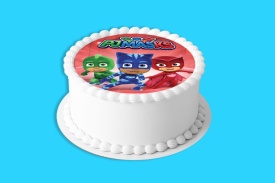 Imagine comestibila tort din Zahar PJ Masks, Eroii in Pijamale model 3 - Lumea - Img 4