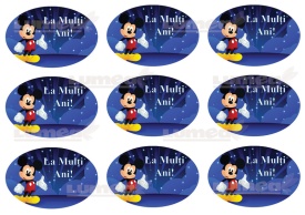 Imagine comestibila tort din Zahar placute "La mulți ani" Mickey - Lumea