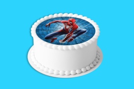 Imagine comestibila tort din Zahar Spiderman cu fundal Albastru - Lumea - Img 4