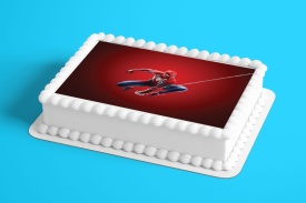 Imagine comestibila tort din Zahar Spiderman model Rosu - Lumea - Img 2