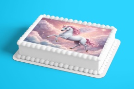 Imagine comestibila tort din Zahar, Unicorn model 2 - Lumea - Img 2