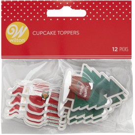 Toppers pentru briose model Mos Craciun si North Pole 12 buc. - Wilton - Img 1