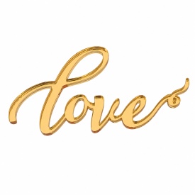 Топер за торта от акрил „Love“, златен модел, 9,5 см - Lumea - Img 1