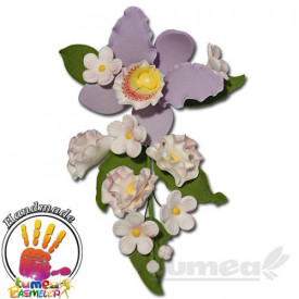 Buchet Orhideea Cattleya mov din pasta de zahar - Lumea