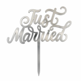 Cake Topper "Just Married" model argintiu - deKora