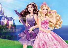 Imagine comestibila tort din Zahar, Barbie si prietena sa cu chitara - Lumea - Img 1