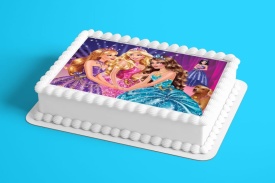 Imagine comestibila tort din Zahar, Barbie si prietenii la dans - Lumea - Img 2
