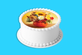 Imagine comestibila tort din Zahar, Buchet de Toamna model 4 - Lumea - Img 4