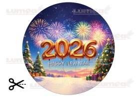 Imagine comestibila tort din Zahar, Happy New Year "2026" - Lumea - Img 3