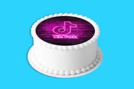 Imagine comestibila tort din Zahar logo "TikTok" - Lumea - Img 4