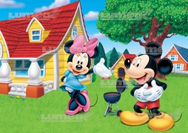Imagine comestibila tort din Zahar Mickey si Minnie la Gratar - Lumea
