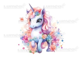 Imagine comestibila tort din Zahar Unicorn desenata - Lumea