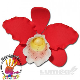 Orhideea cattleya XL rosu din pasta de zahar, L11 cm x l 8 cm x h5 cm , 30g - Lumea