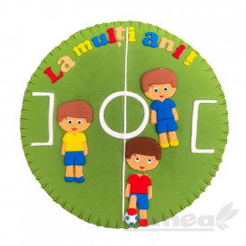 Ornament tort 2D din pasta de zahar, fotbalisti - Lumea