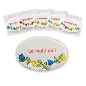 Tablita "La multi ani" cu Lalele din pasta de zahar - Lumea - Img 2
