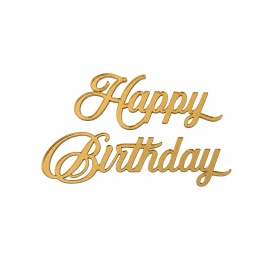 Акрилен топер за торта „Happy Birthday“, златен модел, 10 см – Lumea