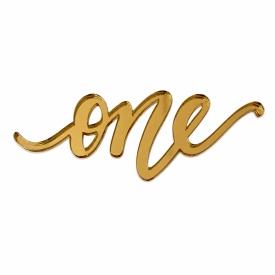 Топер за торта от акрил „One“, златен модел, 10 см - Lumea