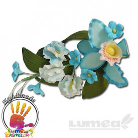 Buchet Orhideea Cattleya albastru din pasta de zahar - Lumea