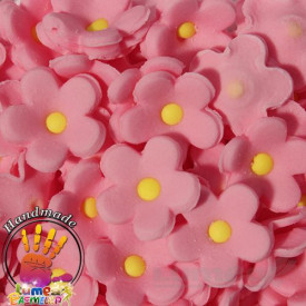 Floricele indoite roz din pasta de zahar, L2 cm x l 2 cm x h1 cm, 90 buc, 130g - Lumea