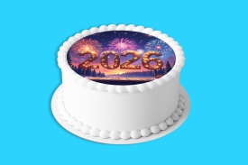 Imagine comestibila tort din Zahar, An Nou Fericit "2026" - Lumea - Img 4